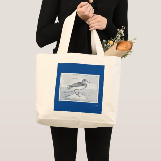 Bolsa Tote Grande Seagull Bird Beach Ocean Tropical Summer Monograma (Frente (produto))