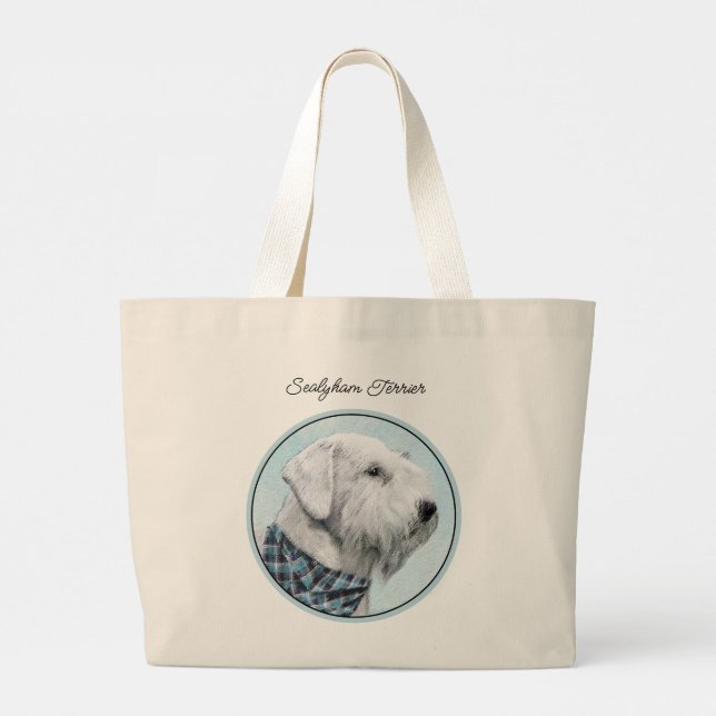 Bolsa Tote Grande Sealyham Terrier Painting Cuide Arte Original De C (Verso)
