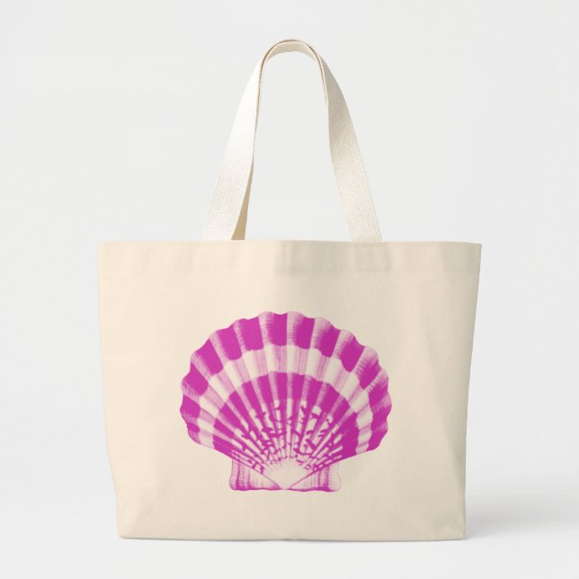 Bolsa Tote Grande Seashell - orquídea e branca (Frente)