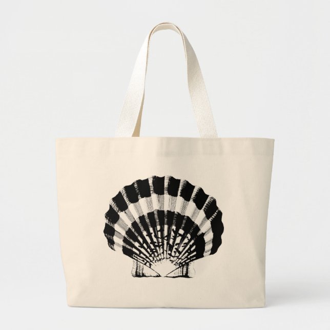 Bolsa Tote Grande Seashell - preto e branco (Frente)