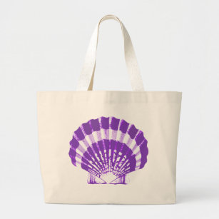 Bolsa Tote Grande Seashell - violeta e branco