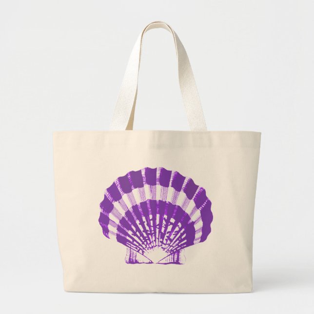 Bolsa Tote Grande Seashell - violeta e branco (Frente)