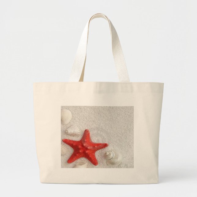Bolsa Tote Grande seashells e estrela do mar (Frente)