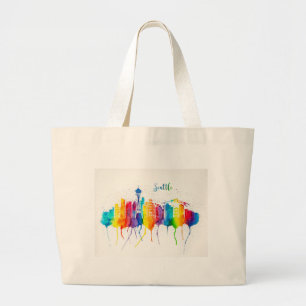 Bolsa Tote Grande Seattle Skyline Jumbo Canvas Tote Bag