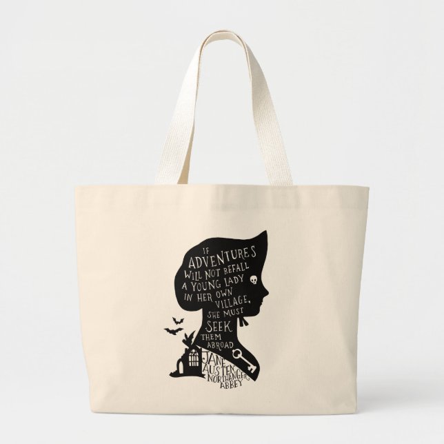 Bolsa Tote Grande Seek Adventures Northanger Abbey Quote (Frente)