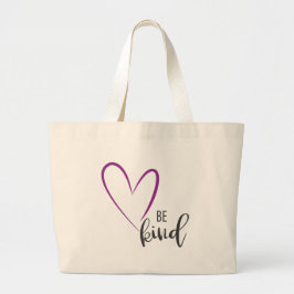 Bolsa Tote Grande Seja gentil com Coração, Amor, Trendy, Legal Tote 