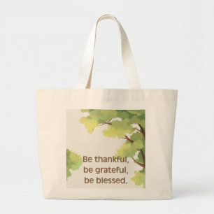 Bolsa Tote Grande 'Seja Grato' Inspirador com Tema da Natureza