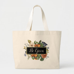 Bolsa Tote Grande Seja Verde! Quadro de Fruta e Folhagem Bonito