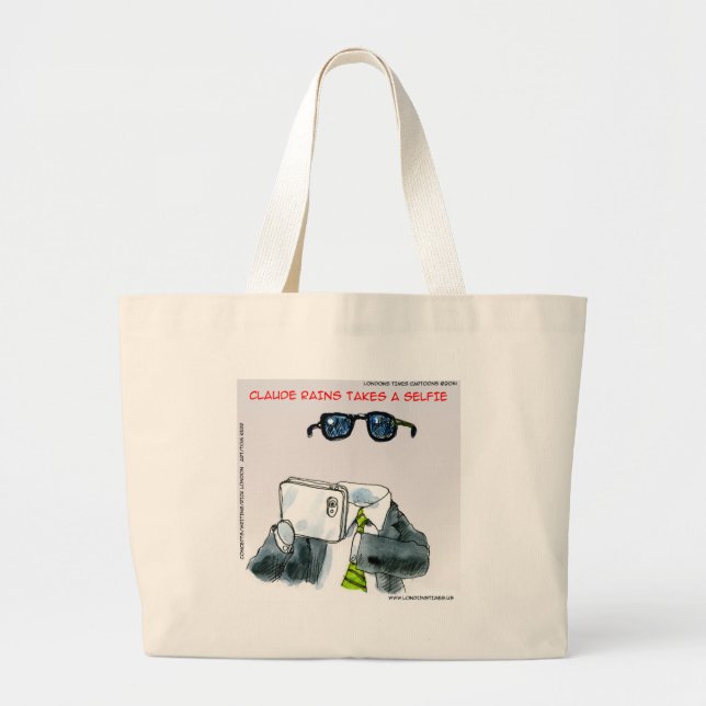 Bolsa Tote Grande Selfie Invisível Divertido (Frente)