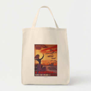 Bolsa Tote Grande semana da aviação - poster de ondulação