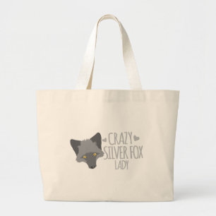 Bolsa Tote Grande Senhora louca da raposa de prata