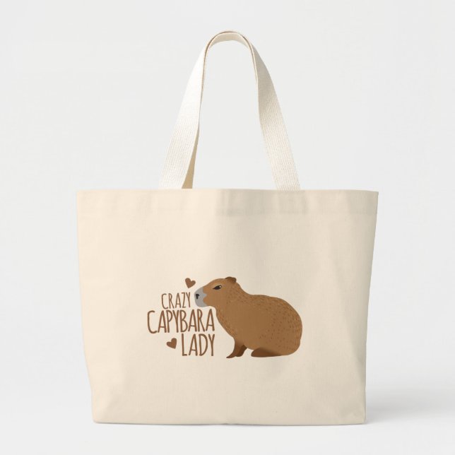 Bolsa Tote Grande senhora louca do capybara (Frente)