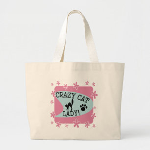 Bolsa Tote Grande Senhora louca do gato - retro