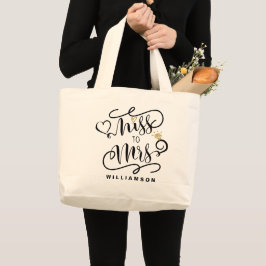 Bolsa Tote Grande Senhorita Sra. coração preto & Dourado de | anel