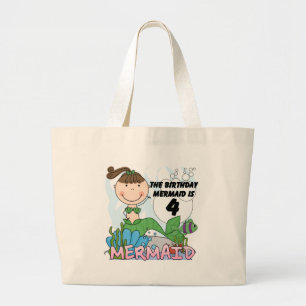Bolsa Tote Grande Sereia 4º aniversário T-shirts e presentes