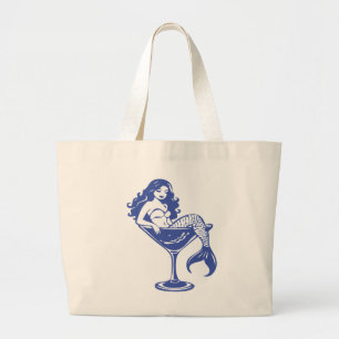 Bolsa Tote Grande Sereia Antiga em um Copo de Martíni