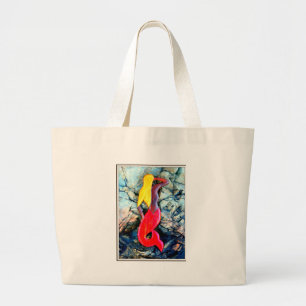 Bolsa Tote Grande sereia loura no vermelho