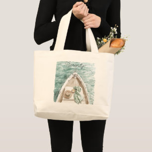 Bolsa Tote Grande Serenidade Calmo Oceano Barco
