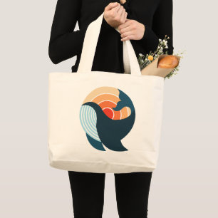 Bolsa Tote Grande Serenidade do Pôr do Sol: Um Salto de Baleia em Co