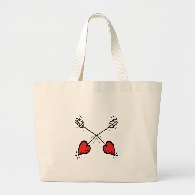 Bolsa Tote Grande Setas Crossed Strawberry Heart - (Frente)