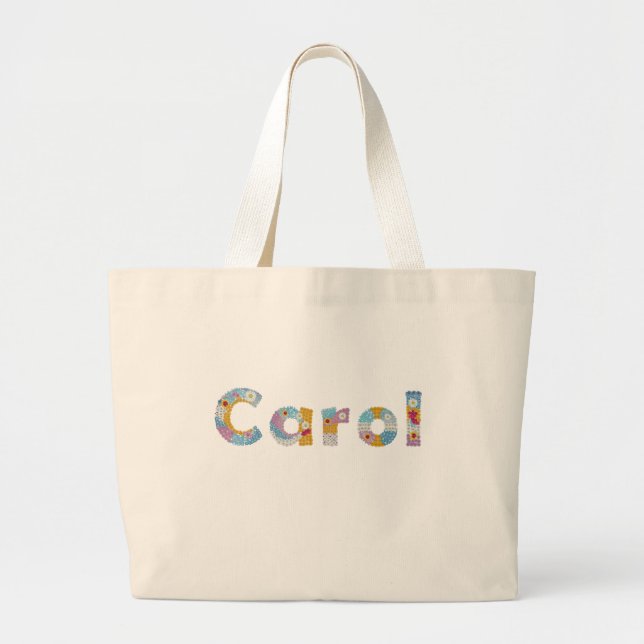 Bolsa Tote Grande Seu nome em letras florais artísticas / Carol (Frente)
