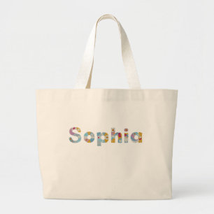 Bolsa Tote Grande Seu nome em letras florais artísticas / Sophia 