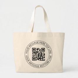 Bolsa Tote Grande Seu próprio código QR e texto circular personalizá
