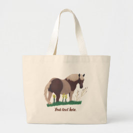 Bolsa Tote Grande Seu texto Linda pintura de cavalos Sacos