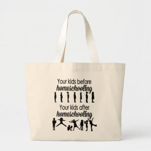 Bolsa Tote Grande Seus miúdos antes e depois de Homeschooling