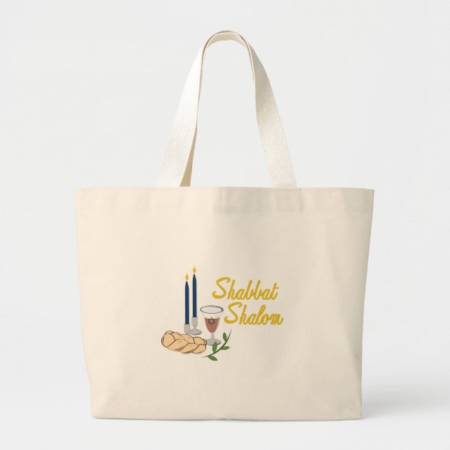 Bolsa Tote Grande Shabbat Shalom (Frente)