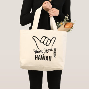 Bolsa Tote Grande Shaka de nome e localização personalizada