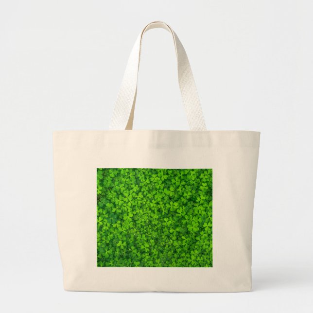Bolsa Tote Grande Shamrock Clovers Green Irish Símbolo Irlanda (Frente)