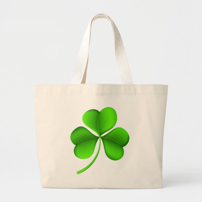 Bolsa Tote Grande Shamrock Verde em Branco (Frente)