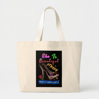 Bolsa Tote Grande She Is Beautiful Strong Unstoppable
