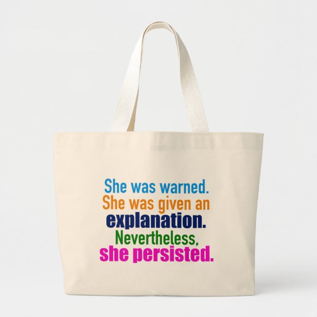 Bolsa Tote Grande She Persisted Elizabeth Warren (Frente)