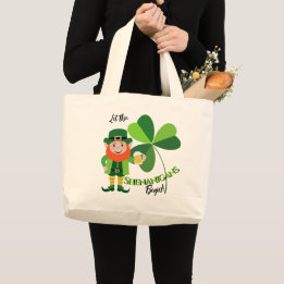 Bolsa Tote Grande Shenanigans Leprechaun Shamrock St Patrick’s Day