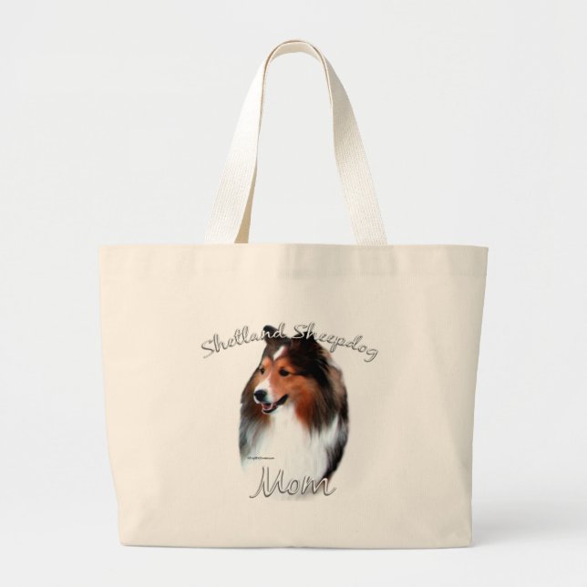 Bolsa Tote Grande Shetland Sheepdog (sable) Mãe 2 (Frente)