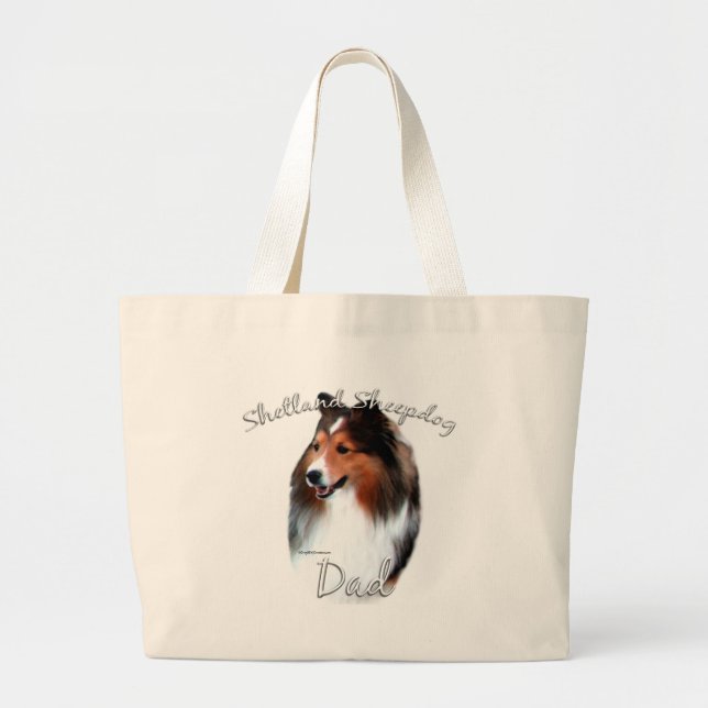 Bolsa Tote Grande Shetland Sheepdog (sable) Pai 2 (Frente)