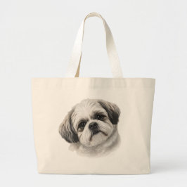 Bolsa Tote Grande Shih Tzu Art Tote Bag