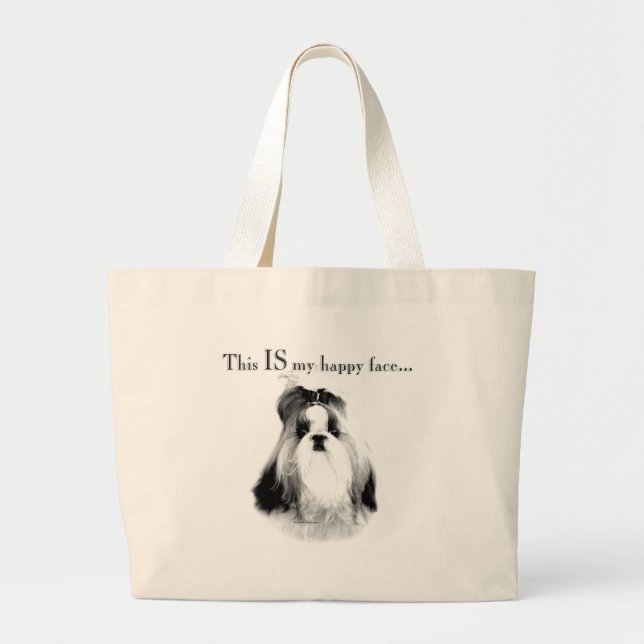 Bolsa Tote Grande Shih Tzu Happy Face (Frente)