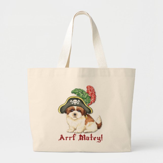 Bolsa Tote Grande Shih Tzu Pirate (Frente)