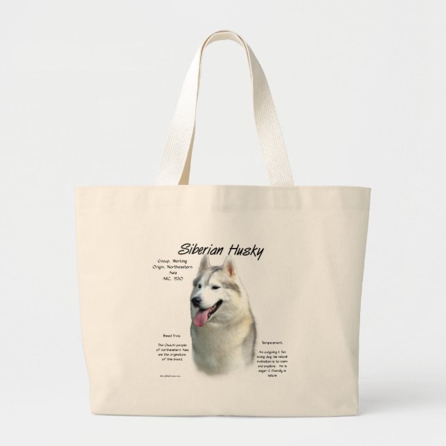 Bolsa Tote Grande Siberian Husky History Design (Frente)