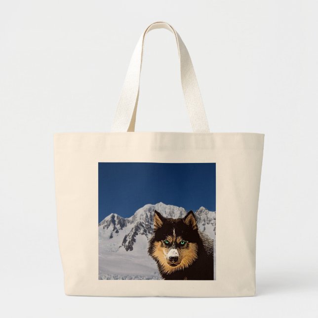 Bolsa Tote Grande Siberian Husky Tote Bag (Frente)