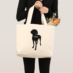 Bolsa Tote Grande Silhouette de Cachorro Vizsla PERSONALIZADO