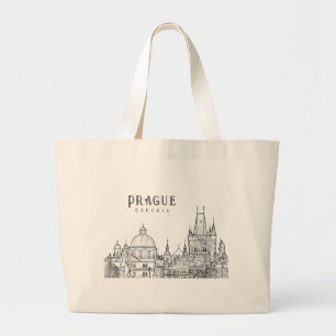 Bolsa Tote Grande silhueta da Cidade Velha de Praga, viagem à Repúbl