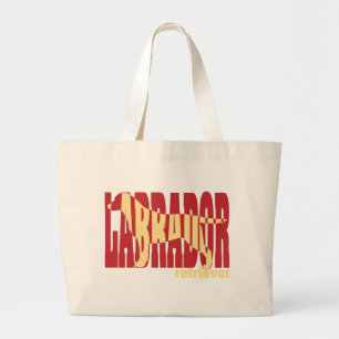 Bolsa Tote Grande Silhueta de labrador retriever, amarela