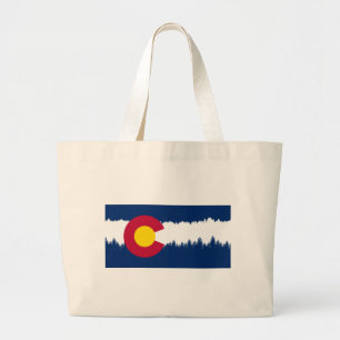Bolsa Tote Grande Silhueta de Treeline da bandeira de Colorado