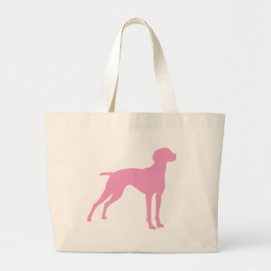 Bolsa Tote Grande Silhueta do cão de Vizsla (rosa)