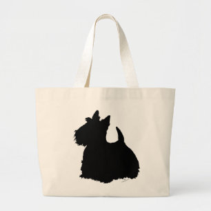 Bolsa Tote Grande Silhueta do Terrier Escocês Alerta