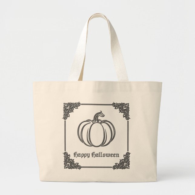 Bolsa Tote Grande Silver Pumpkin Halloween (Frente)